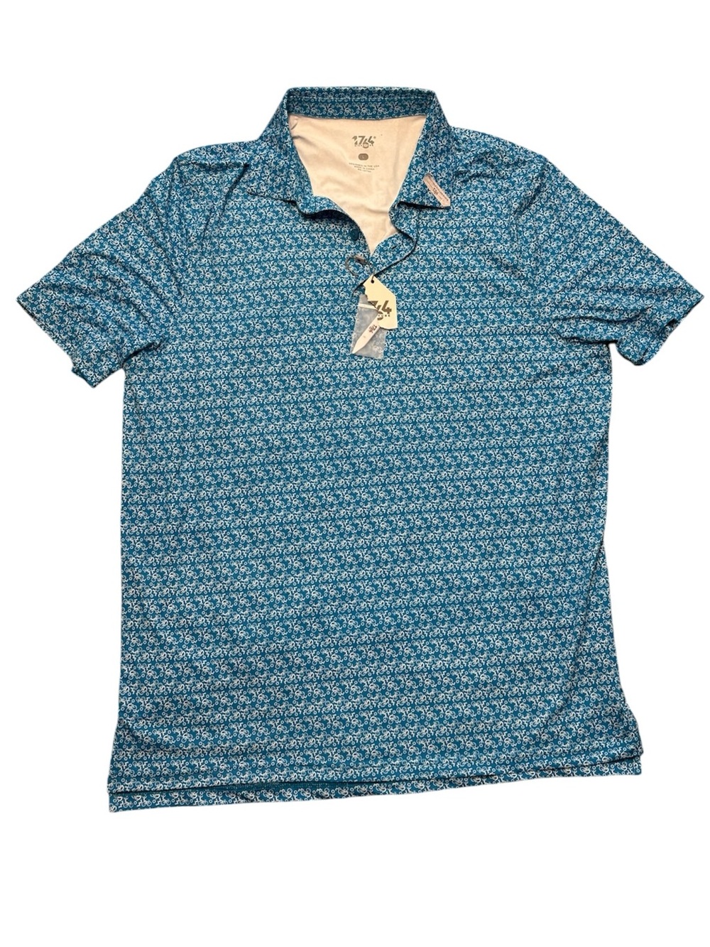 1764 Signature Collection Golf Polo Shirt Blue/White With Little Bicycles Size L